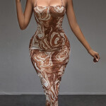 Long Abstract Ripple Print Dress