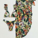 Tropical Print 3pc Bikini frill set