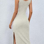 Ribbed Slit Bodycon Tank Dress