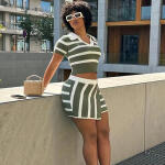 Colorblock Striped Two-piece Set