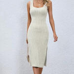 Ribbed Slit Bodycon Tank Dress