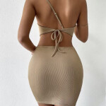 Solid Backless One Shoulder Bodycon Dress