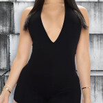 Plunging Halter Neck Romper