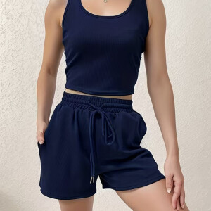 Solid Workout Two Piece Cotton Set